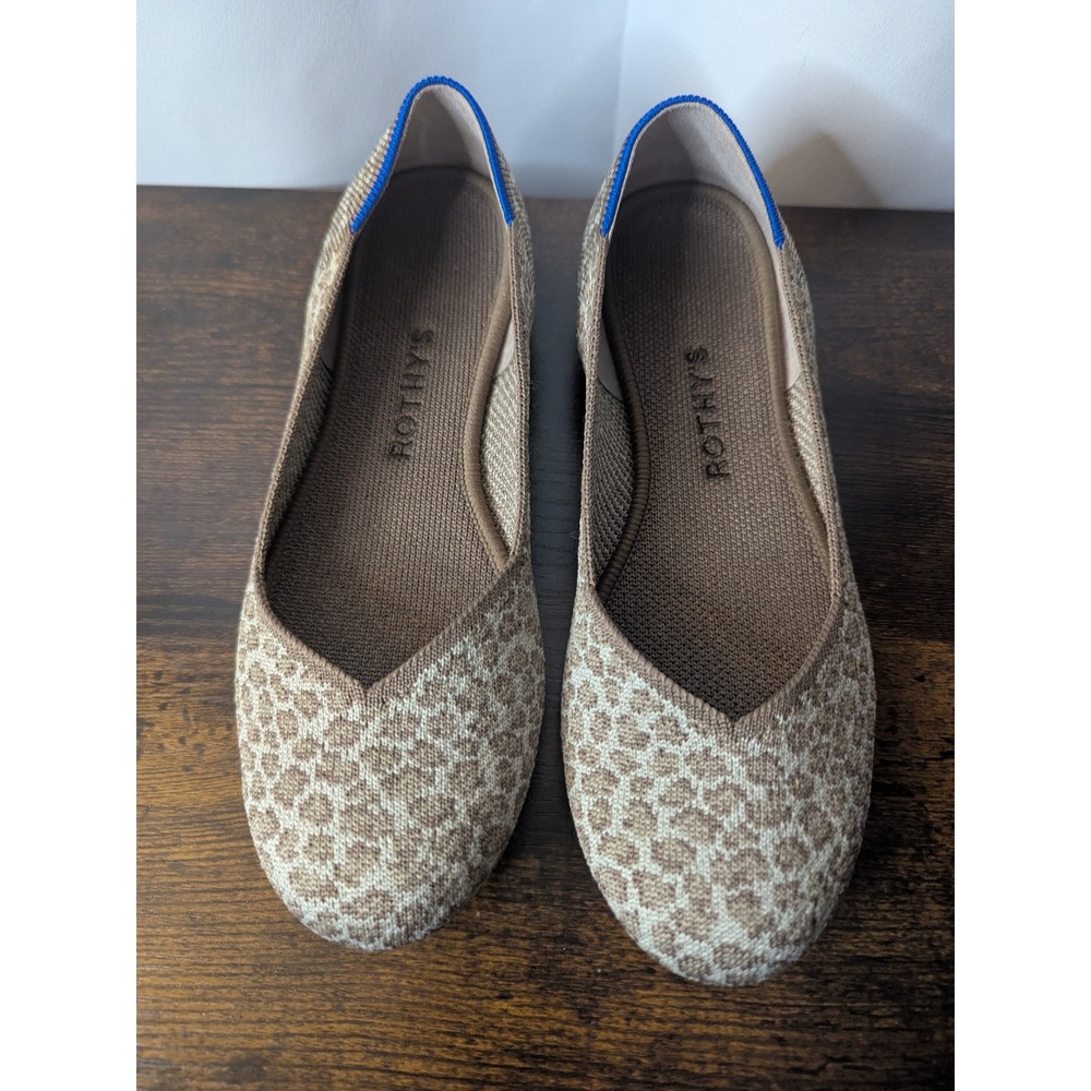 Rothys Leopard Almond Toe Flats Shoes Womens 6.5